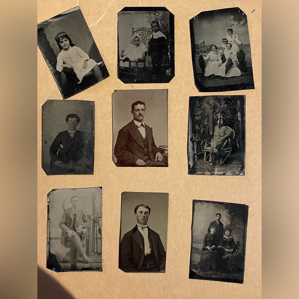 Antique 9 Tin Types TIN TYPE PHOTOS Mixed lot